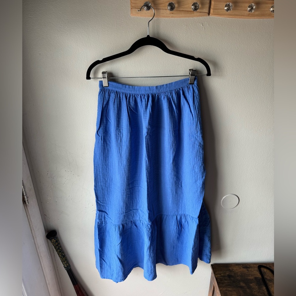 Banana Republic Blue Double Gauze Cotton Midi Skirt - Tall XS